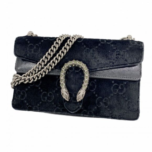 Gucci Dionysus Shoulder Bag 499623 Black Velvet with Silver Hardware Pre-owned W - Picture 1 of 16